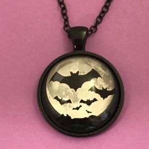 Halloween Flying Bats Black Tone Necklace